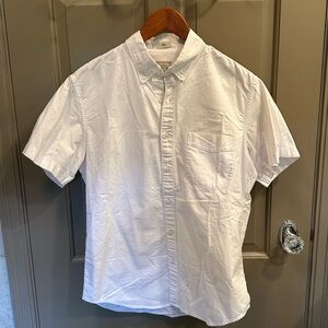 J Crew White Cotton Short Sleeve Button Down Shirt Size Medium